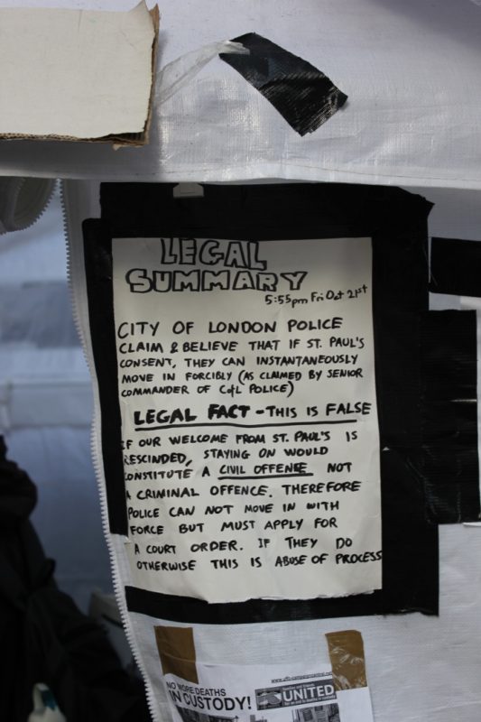 A gallery of photographs taken by Andrew Hill Early November 2011 outside St Paul's and at Finsbury Circus